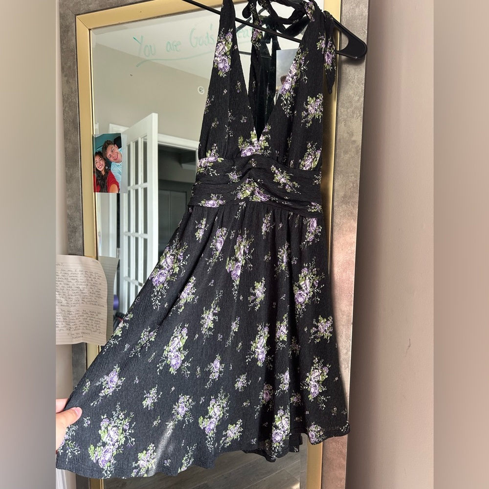 Floral Black and Purple Dress